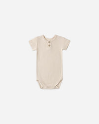 Ecru Ribbed Henley Bodysuit