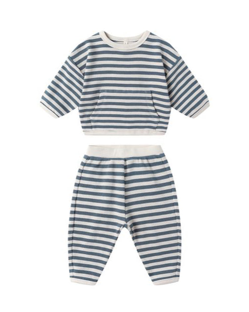 Ocean Stripe Waffle Slouch Set