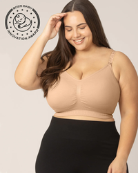 Beige Hands-Free Pumping + Nursing Bra