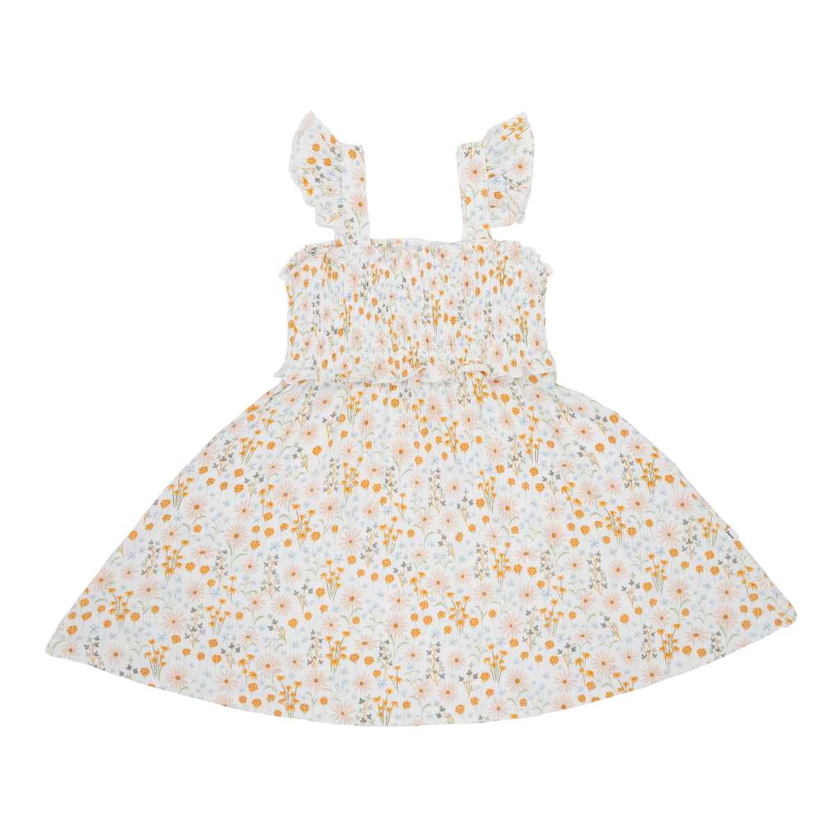 Whimsical Floral Bamboo Flutter Sleeve Dress