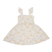 Whimsical Floral Bamboo Flutter Sleeve Dress