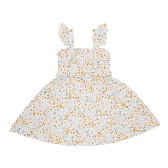 Whimsical Floral Bamboo Flutter Sleeve Dress