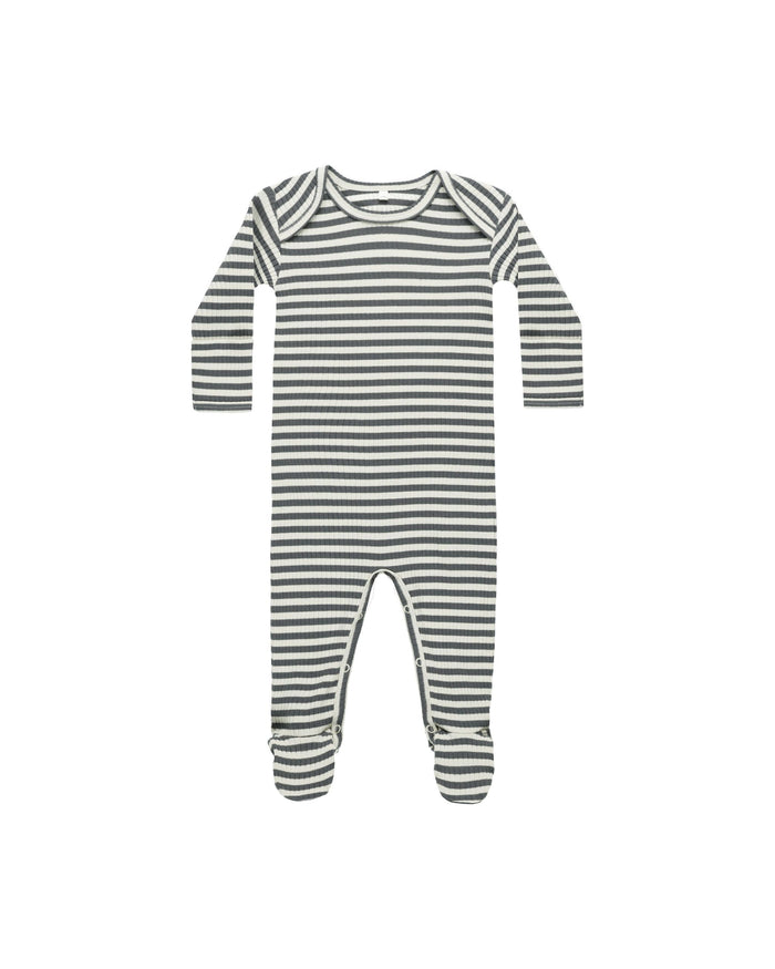 Indigo Stripe Ribbed Footie