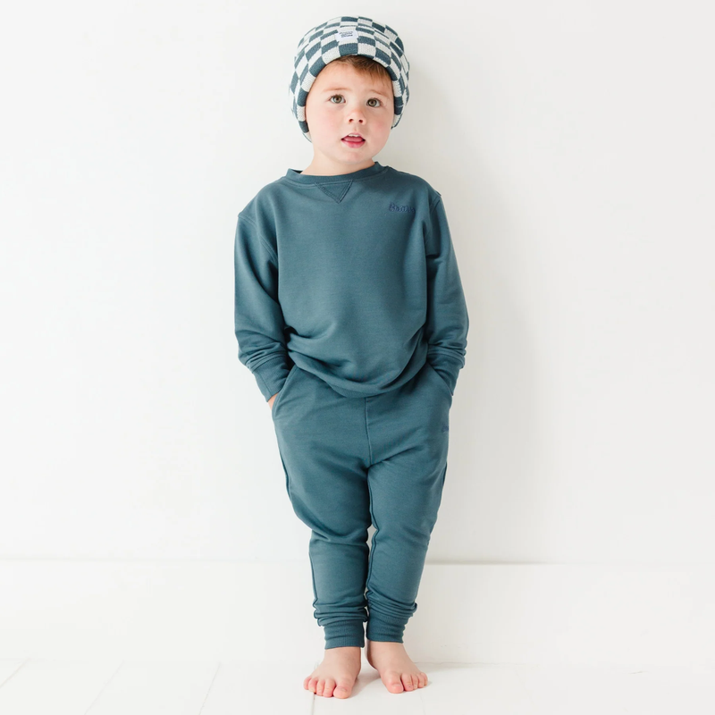 Dark Steel Blue Checkered Beanie