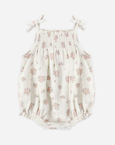 Floral baby romper on a white background