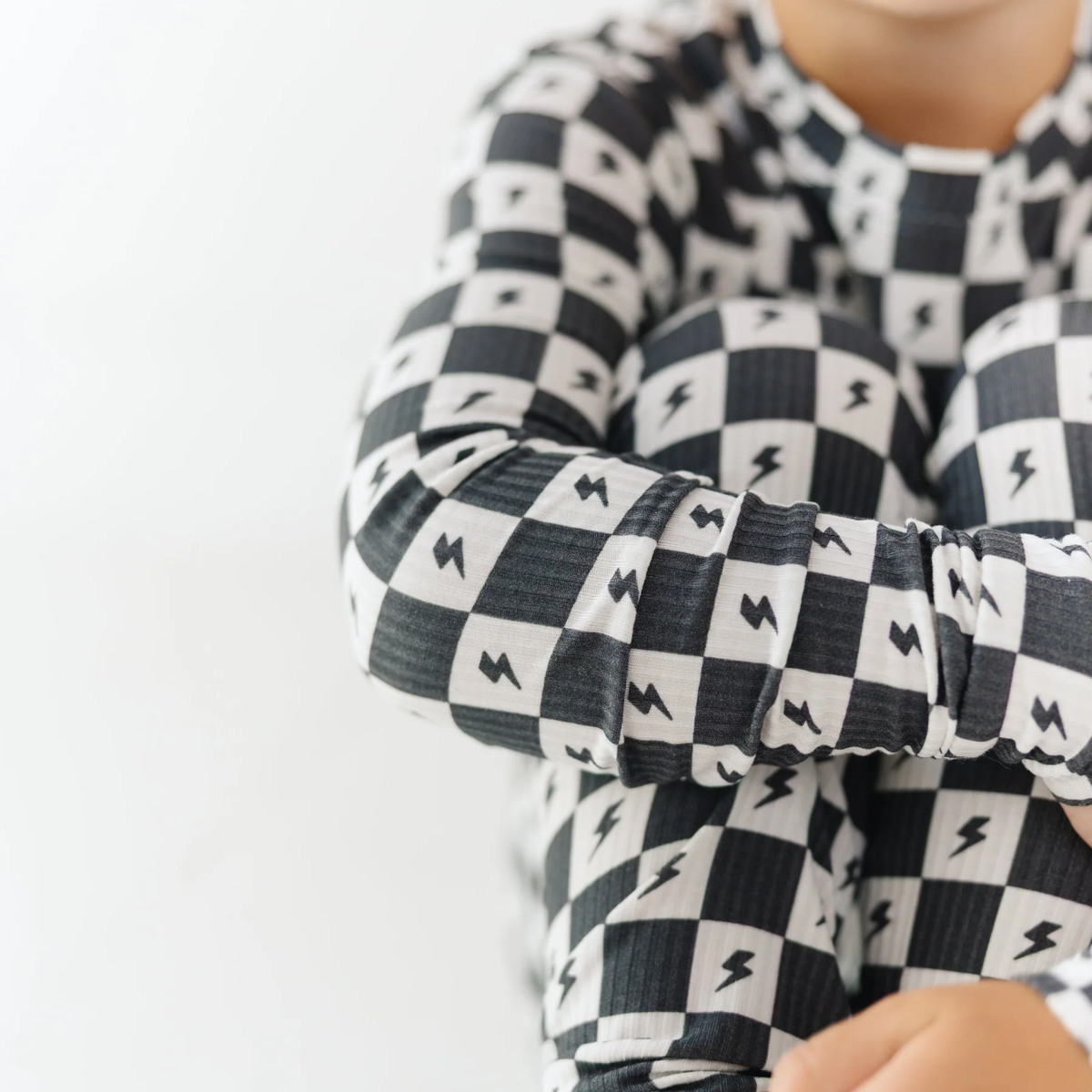 Checkered Lightning Bolt Small Ribbed Pajama Set