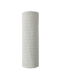 baby swaddle with a checkered pattern on a white background