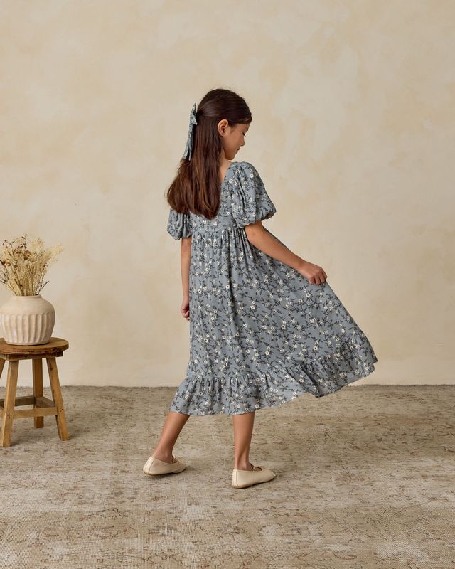 French Blue Floral Augusta Dress