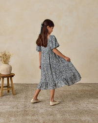 French Blue Floral Augusta Dress