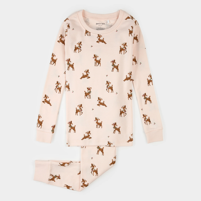 Reindeer Pink Pajama Set