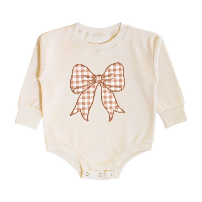 Gingham Bow Patch Romper