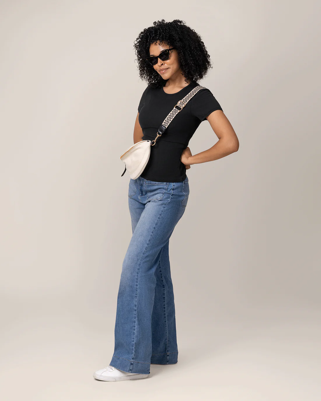Black Ribbed Bamboo Nursing T-Shirt