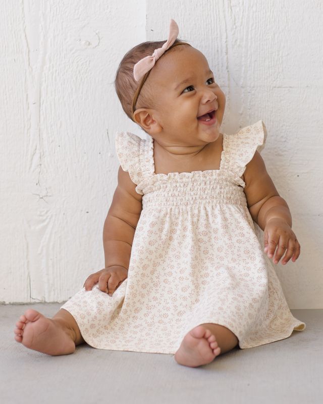 Ditsy Smocked Jersey Dress