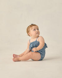 Navy Floral Ruffle One-Piece