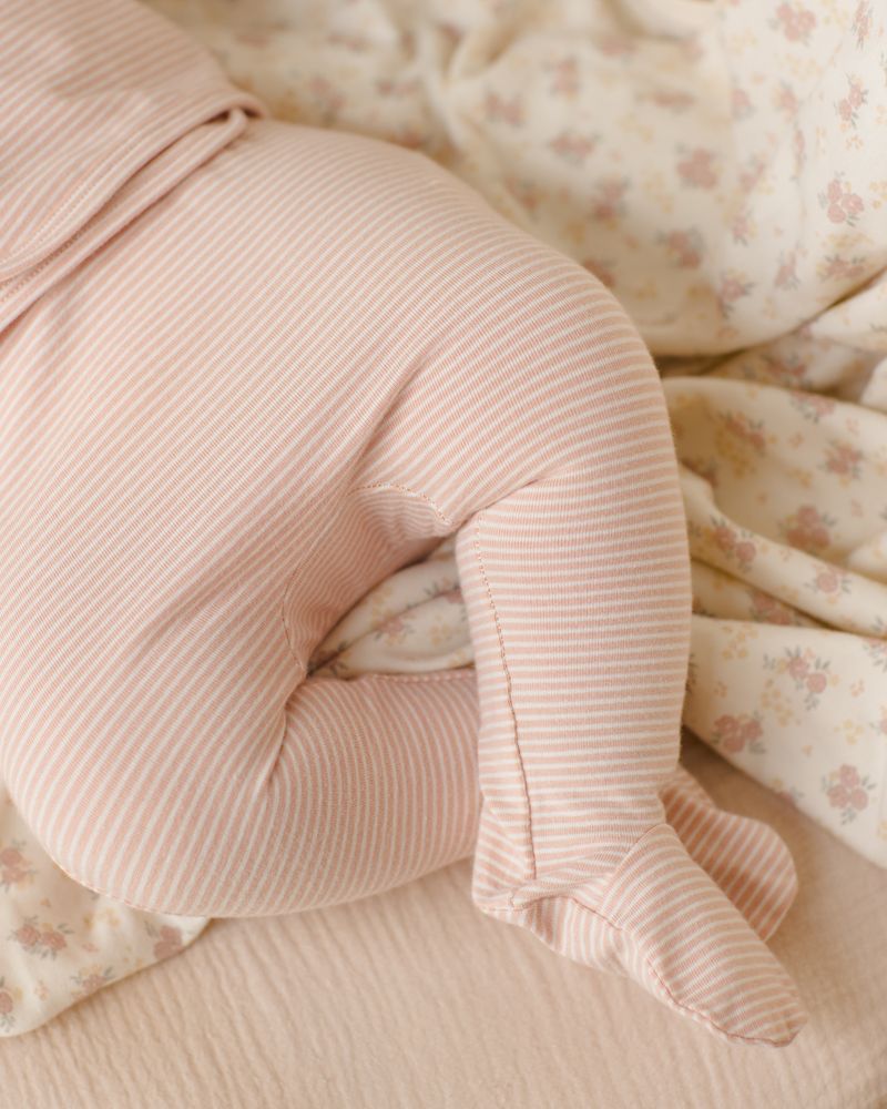 Melon Stripe Wrap Top + Footed Pant Set