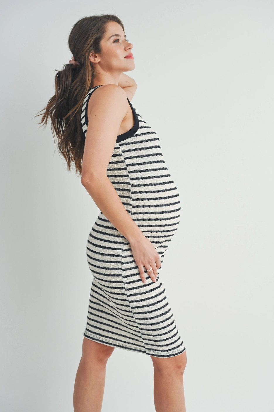 Black Striped Knit Dress
