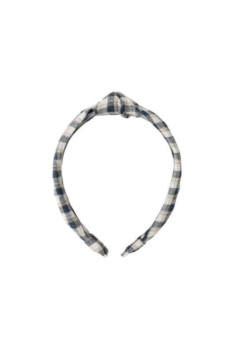 Navy Check Knotted Headband