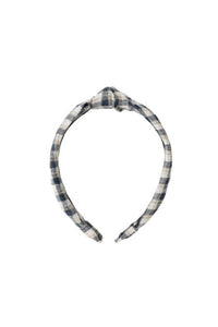Navy Check Knotted Headband
