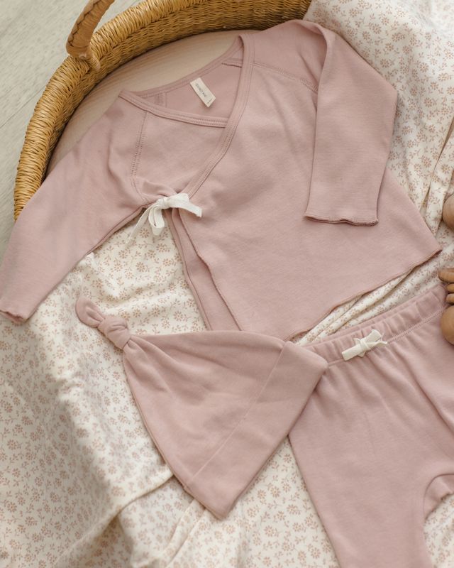 Blush Wrap Top + Footed Pant Set