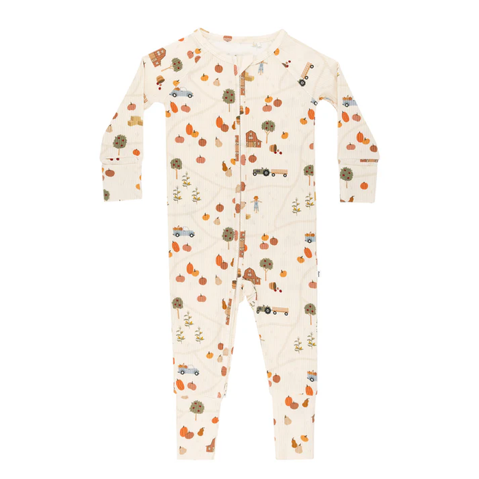 Pumpkin Patch Ribbed Bamboo Zip Romper