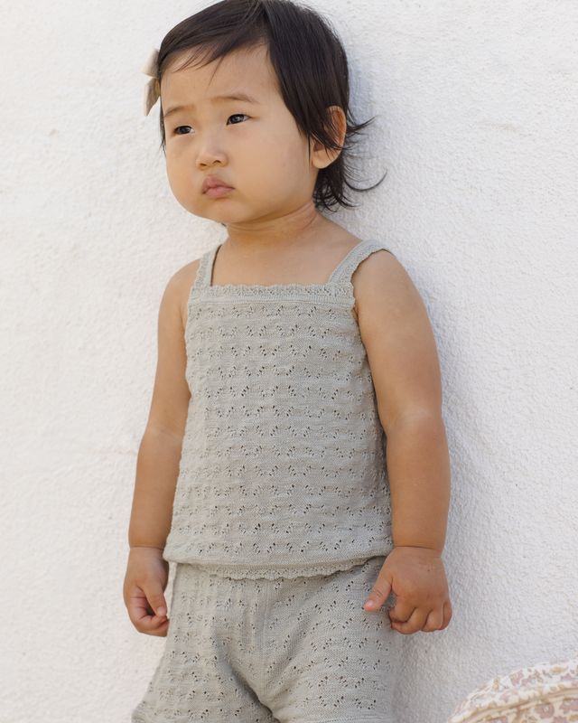 Sage Pointelle Knit Tank Short Set