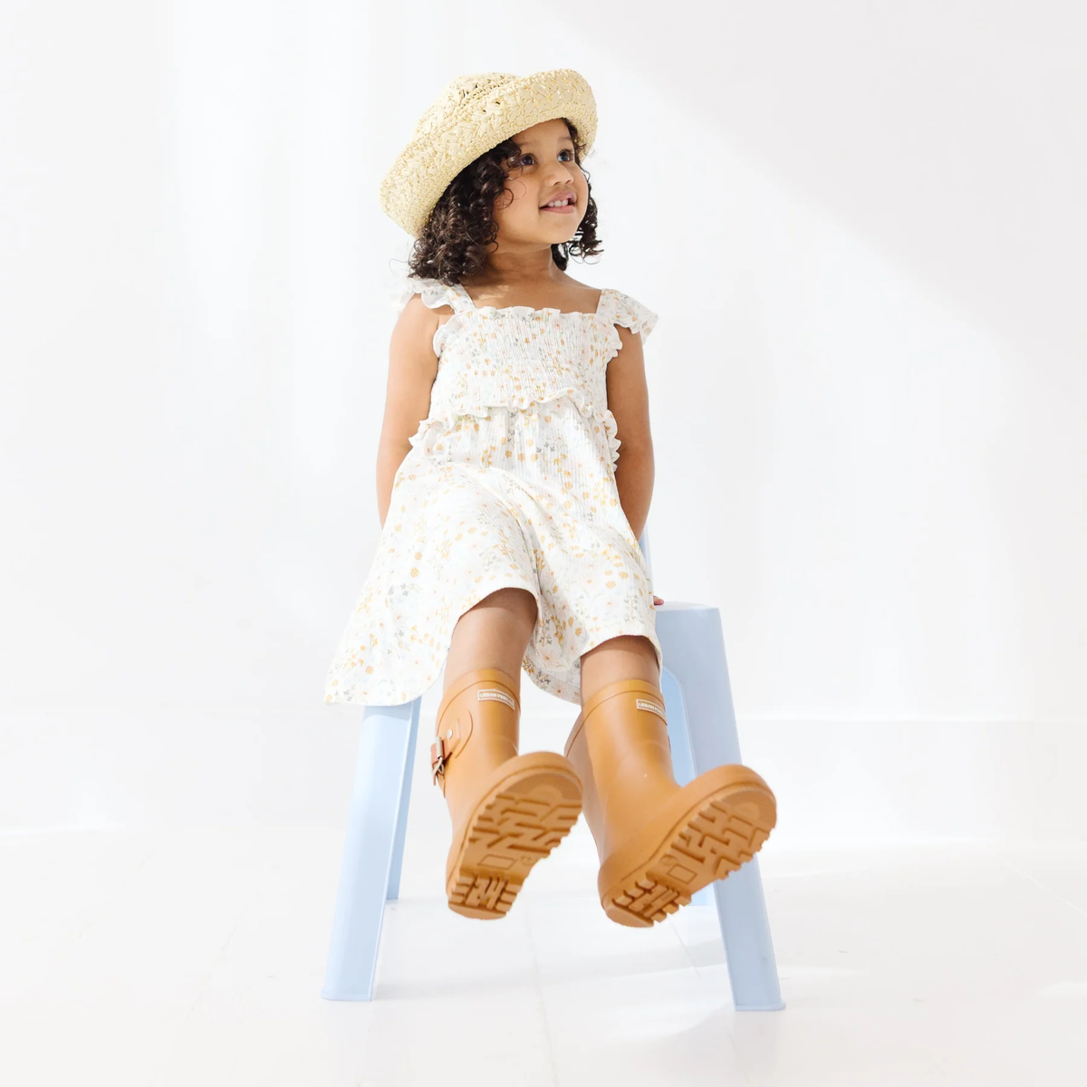 Whimsical Floral Bamboo Flutter Sleeve Dress