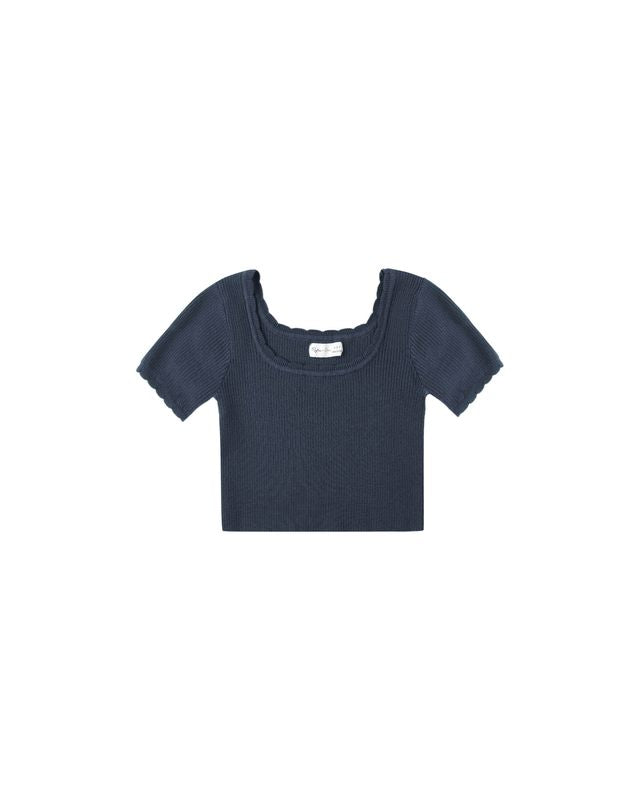 Tween Navy Scallop Tee