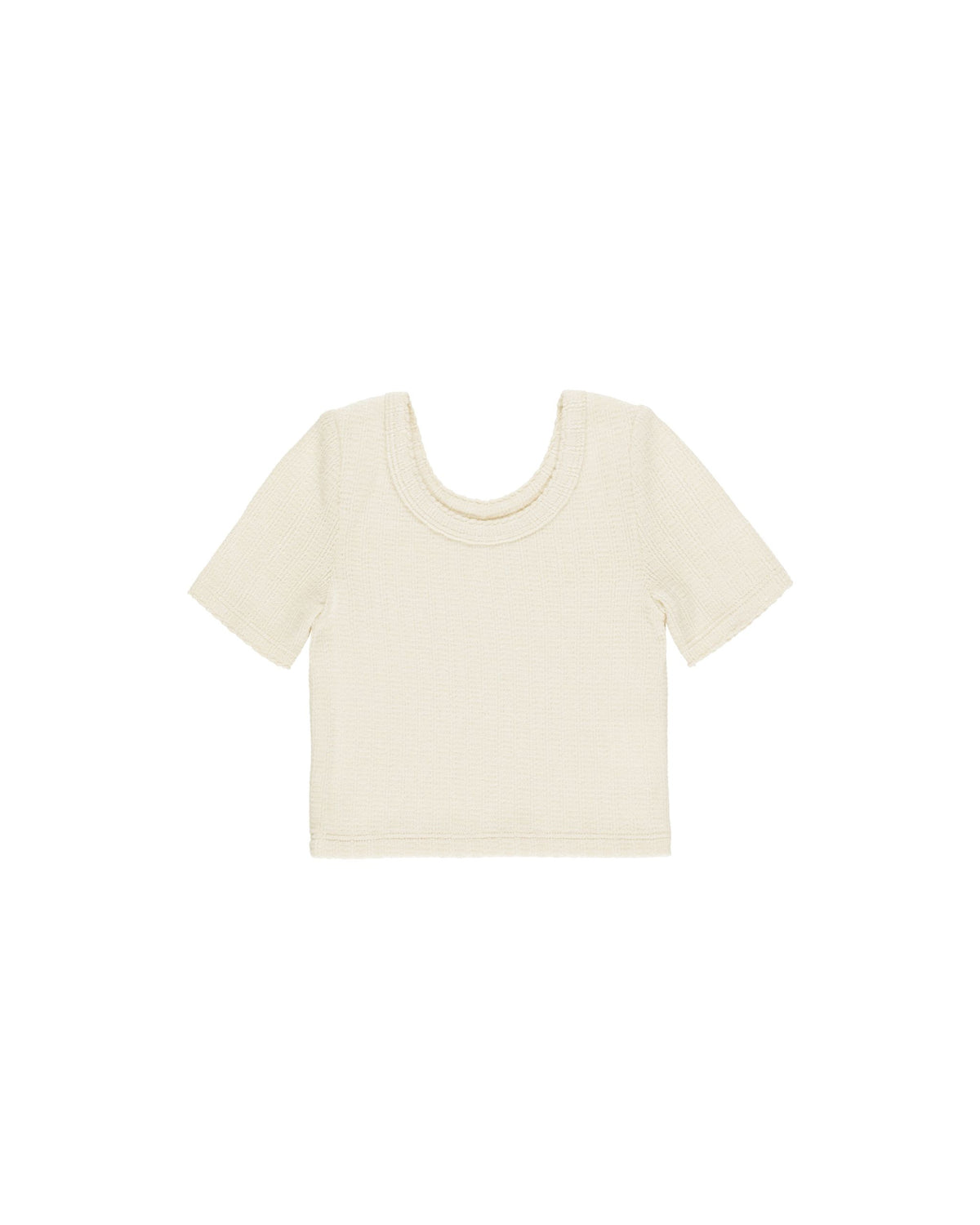 Natural Pointelle Scallop Tee