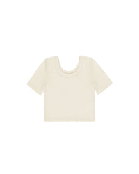 Natural Pointelle Scallop Tee