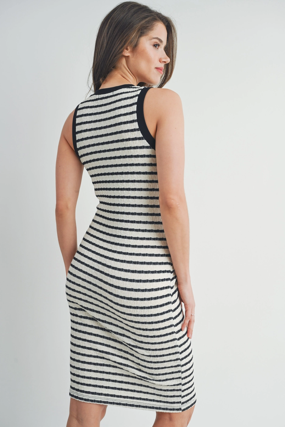 Black Striped Knit Dress