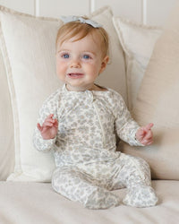 Blue Floral Bamboo Zip Footie