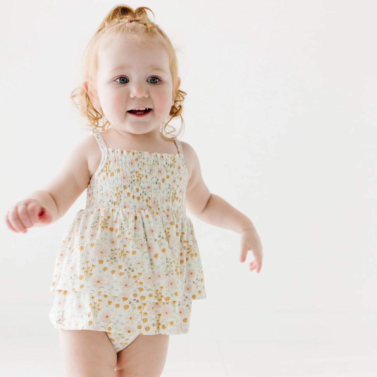 Whimsical Floral Bamboo Ruffle Romper