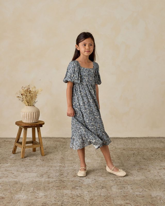 French Blue Floral Augusta Dress