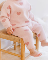 Pink Heart Knit Pants