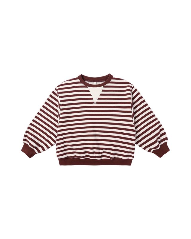 Burgundy Stripe Oversized Crew