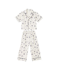 Blue Floral Woven Pajama Set