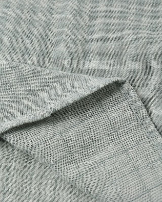 Green Gingham Collared Short Sleeve Shirt