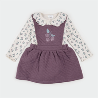 Floral Eggplant Quilted Overall Dress