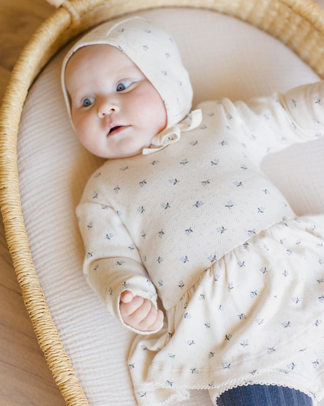 Blue Ditsy Skirted Bodysuit Dress