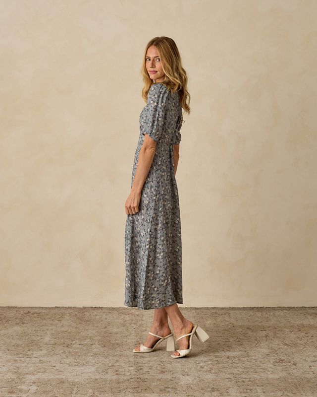 Women's French Blue Floral Violet Dress