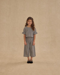 Black Gingham Wide Leg Pant