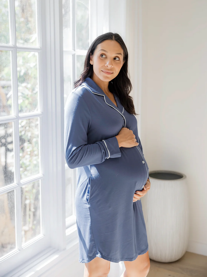 Slate Clea Bamboo Long Sleeve Sleep Shirt