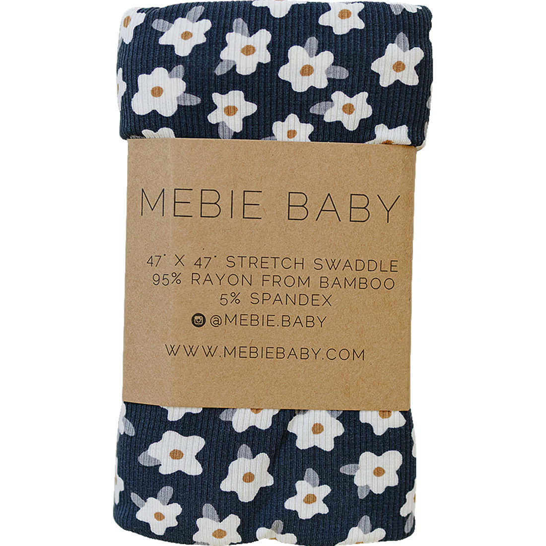 Navy Daisy Bamboo Swaddle