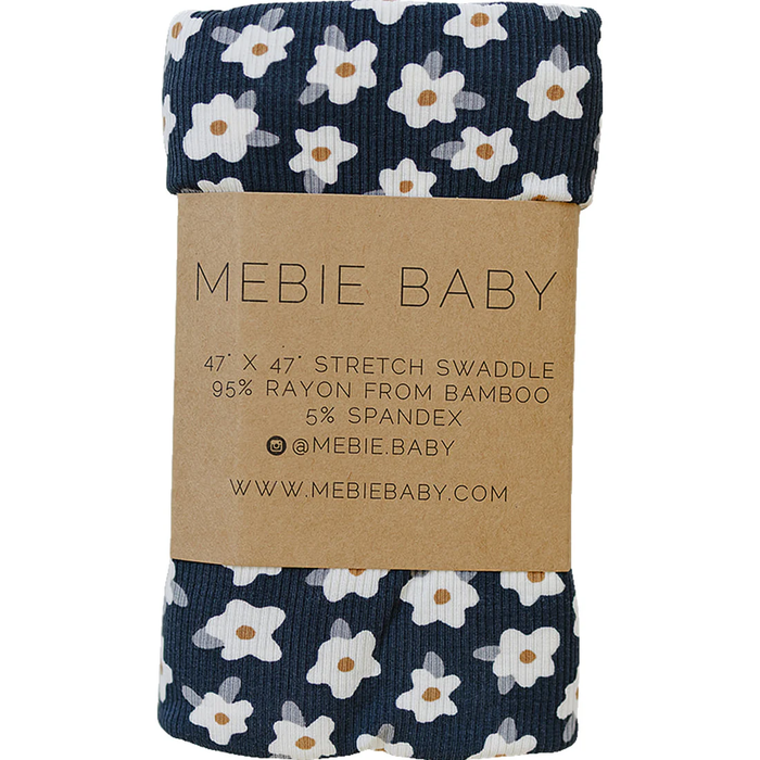 Navy Daisy Bamboo Swaddle