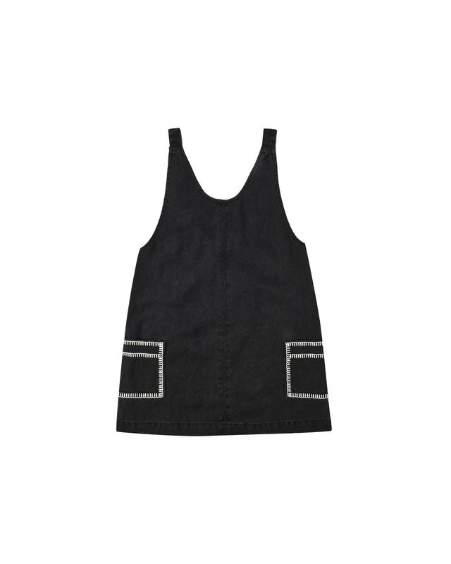 Black Stitched Overall Dress