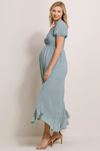 Sage Swiss Dot Maxi Dress