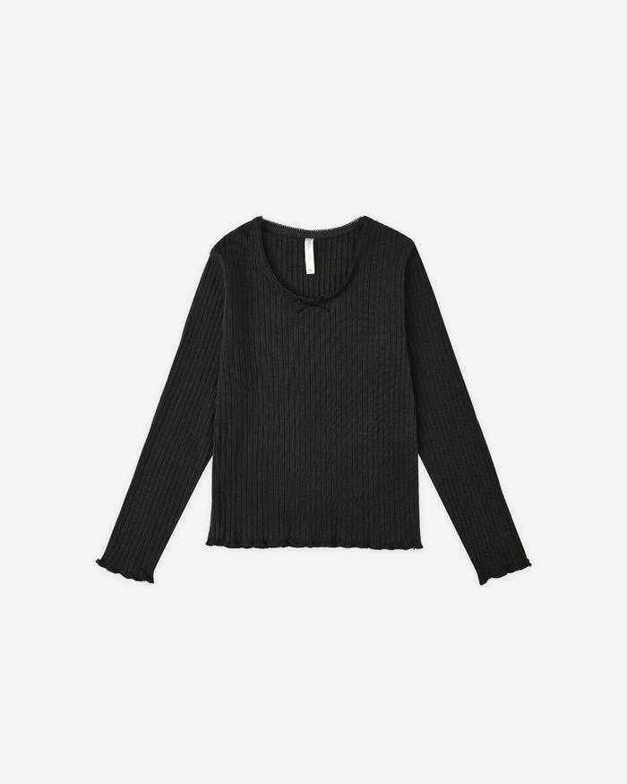 Black Ribbed Long Sleeve Tee
