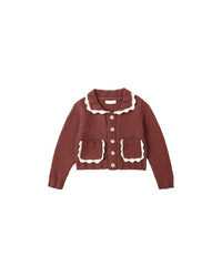 Burgundy Collared Cardigan