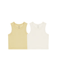 Yellow/Ivory Ribbed Tank Set