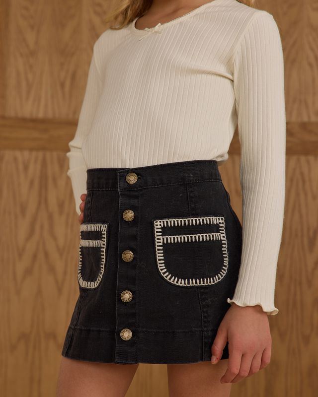Black Stitched Denver Mini Skirt